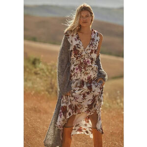 Anthropologie V-Neck Floral Tiered Ruffle Prairie Dress NWT Women's Sz 16 Plus